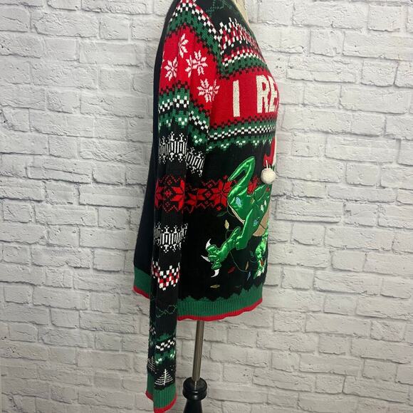Holiday Time Dinosaur Ugly Christmas Sweater Women Size Medium - Picture 4 of 7